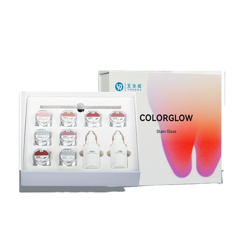 Kit de Coloração de Zircônia Cerâmica Yucera 18 Cores Unique Smile Solutions Natural Glow para Criações de Laboratório Dentário