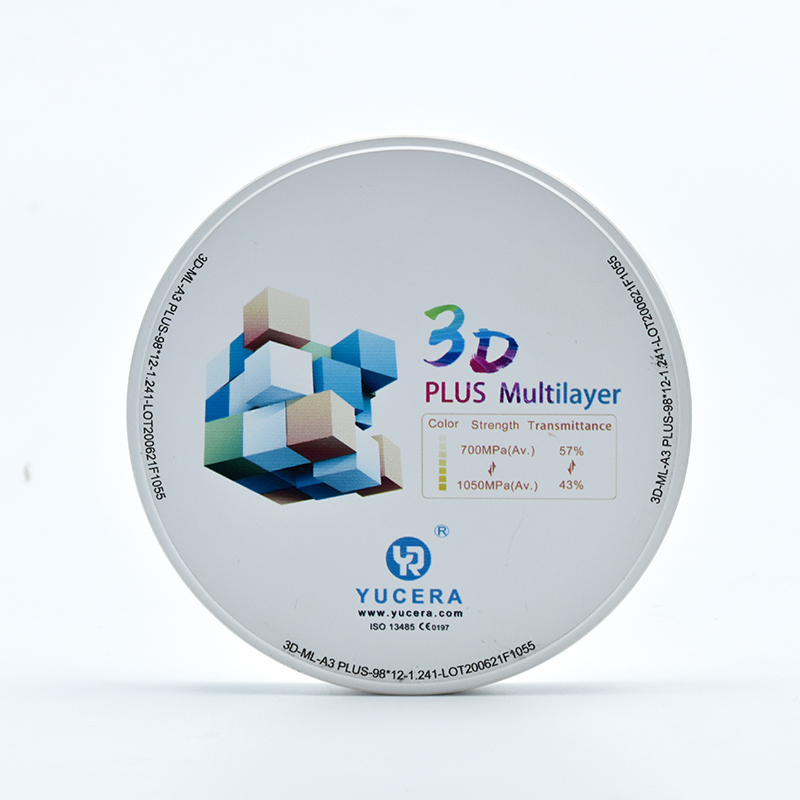 Bloco de zircônia dental YUCERA 3D Posterior Bridge Material | Resistência de 1200MPa e 45% de Translucidez