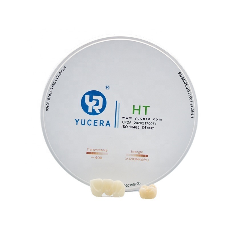 Disco de zircônia dental 98mm YUCERA HT Branco (1200MPa/45% Trans.) | Exocad/ Pronto