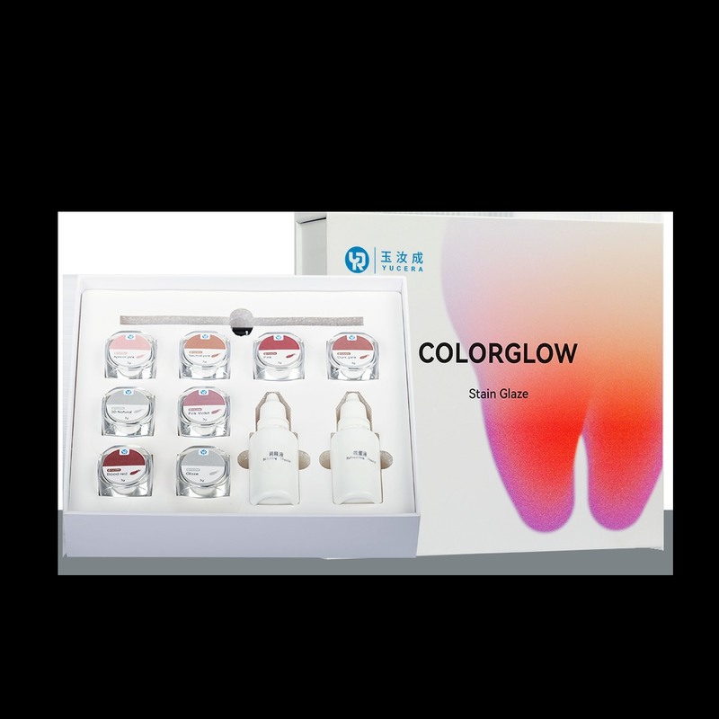 Kit de Coloração e Glaze Cerâmica Zircônia Yucera 18 Cores Natural Glow para Criações de Laboratório Odontológico