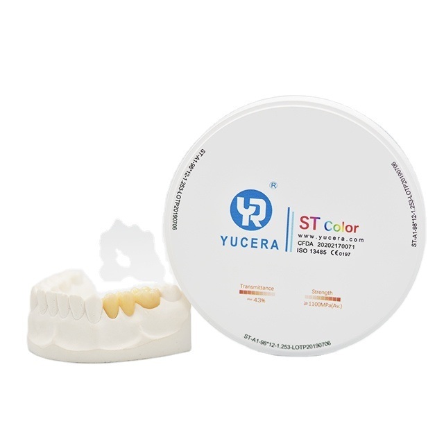 Disco de zircônia dental 98mm YUCERA ST (1200MPa/45-55% Trans.) | Exocad/ Pronto