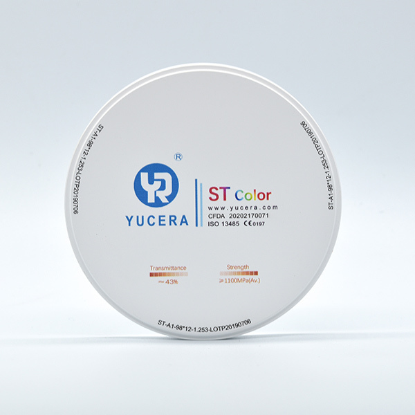 Disco de zircônia dental 98mm YUCERA ST (1200MPa/45-55% Trans.) | Exocad/ Pronto