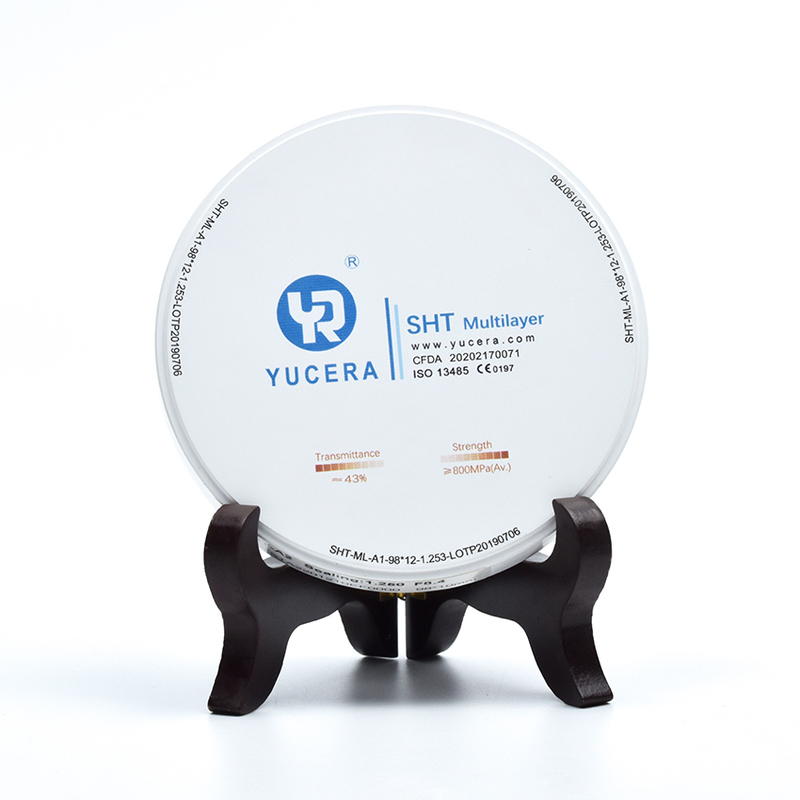 Disco de zircônia dental 98mm YUCERA ST-Multilayer (1200MPa/45-55% Trans.) | Exocad/ Pronto
