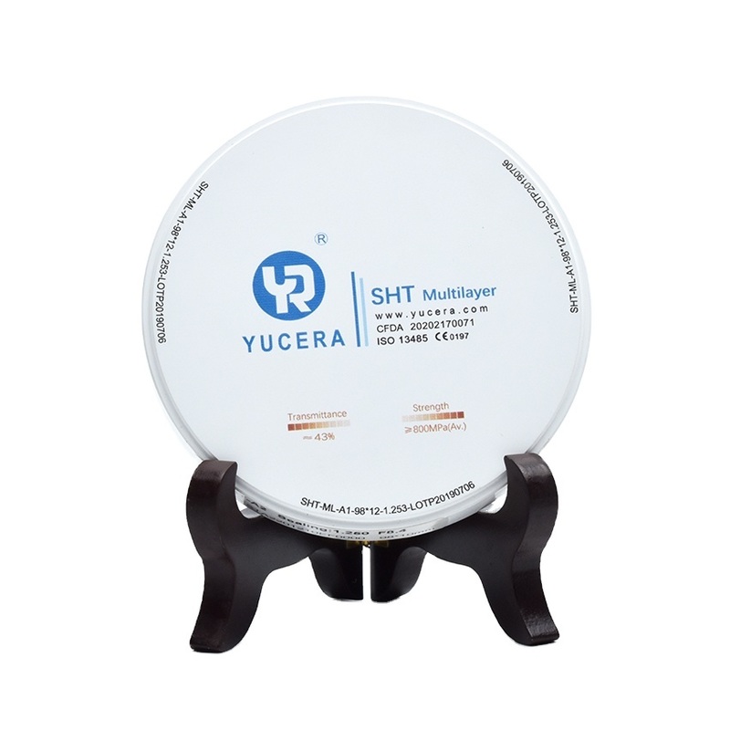 Disco de zircônia dental 98mm YUCERA ST-Multilayer (1200MPa/45-55% Trans.) | Exocad/ Pronto