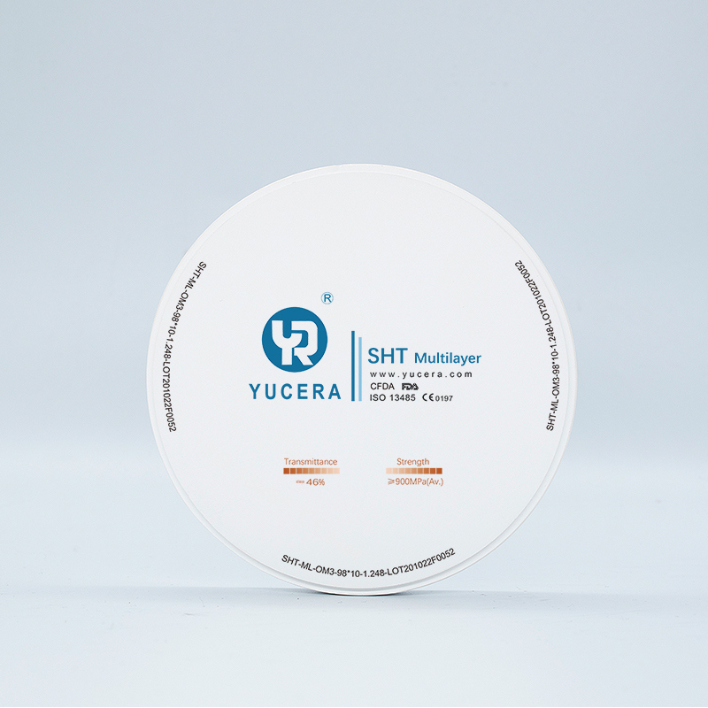 Disco de zircônia dental 98mm YUCERA ST-Multilayer (1200MPa/45-55% Trans.) | Exocad/ Pronto