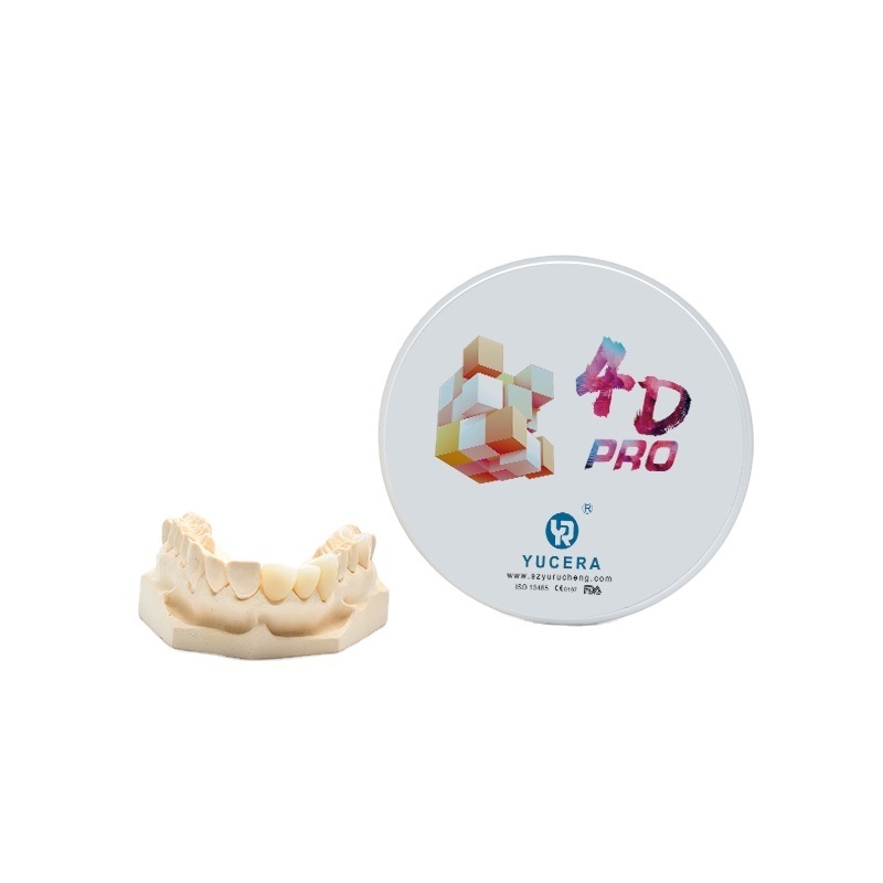 Bloco de zircônia dental YUCERA 4D Pro (1200MPa/43-57% Trans.) | Tecnologia de gradiente multicamadas