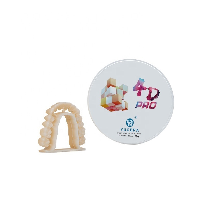 Bloco de zircônia dental YUCERA 4D Pro (1200MPa/43-57% Trans.) | Tecnologia de gradiente multicamadas