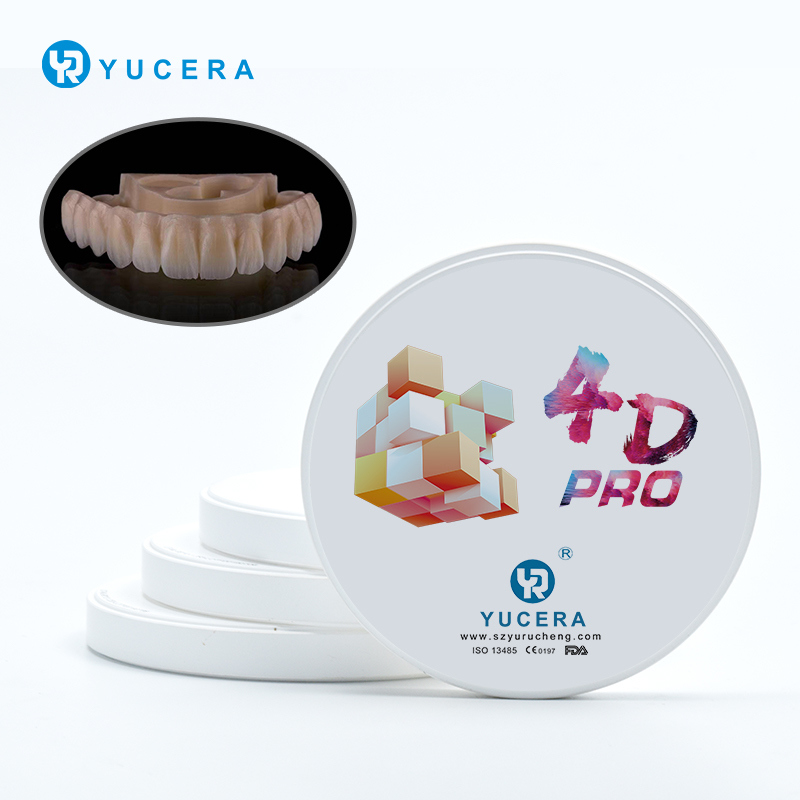 Bloco de zircônia dental YUCERA 4D Pro (1200MPa/43-57% Trans.) | Tecnologia de gradiente multicamadas