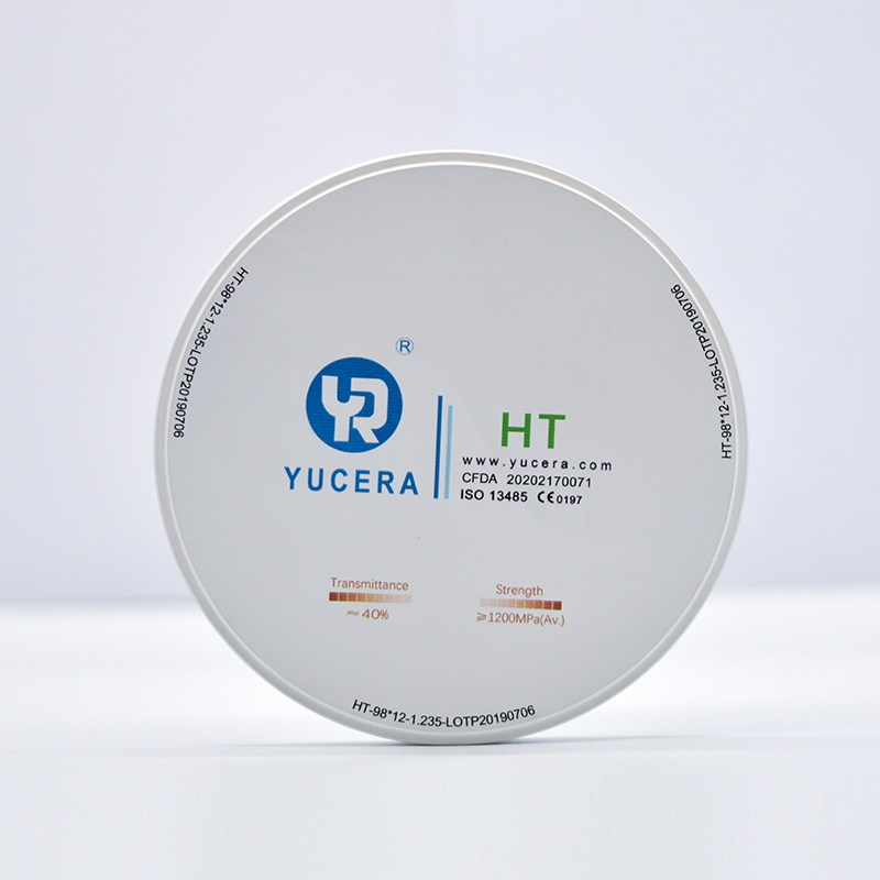 Disco de zircônia dental 98mm YUCERA HT Branco (1200MPa/45% Trans.) | Certificado ISO 13356