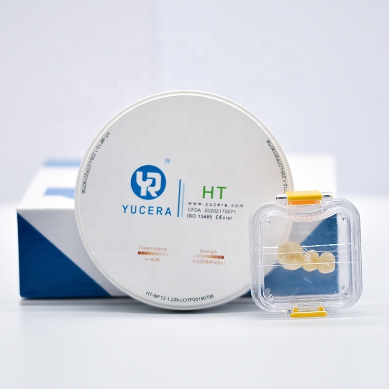 Disco de zircônia dental 98mm YUCERA HT Branco (1200MPa/45% Trans.) | Certificado ISO 13356