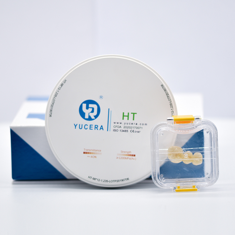 Disco de zircônia dental 98mm YUCERA HT Branco (1200MPa/45% Trans.) | Certificado ISO 13356