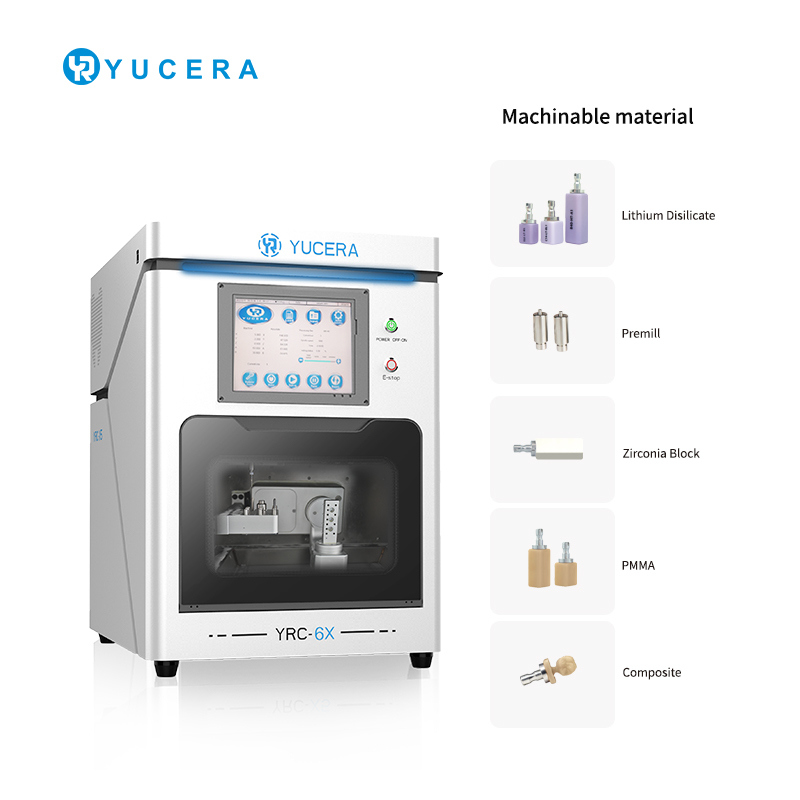 Máquina de Fresagem CAD/CAM Dentária YUCERA YRC-6X 5 eixos | Titânio/Cerâmica | ISO 13485