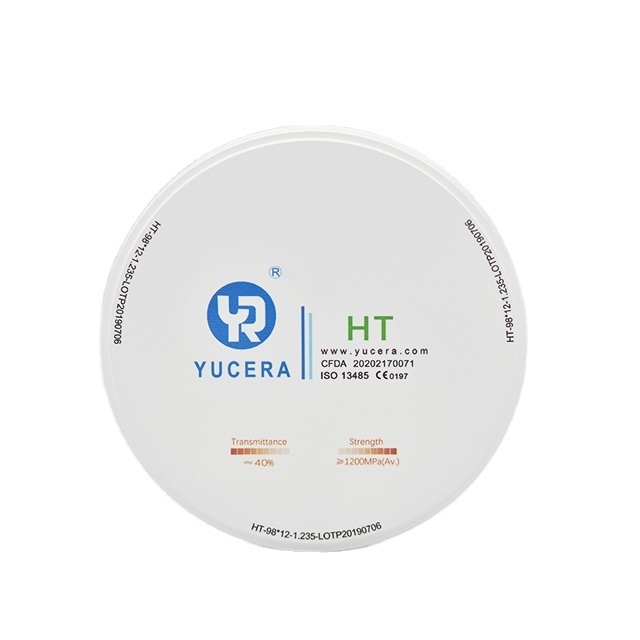 YUCERA HT White Zirconia  98mm Disc for Lifelike Crowns & Bridges | 1200MPa Strength