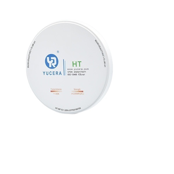 YUCERA HT White Zirconia  98mm Disc for Lifelike Crowns & Bridges | 1200MPa Strength